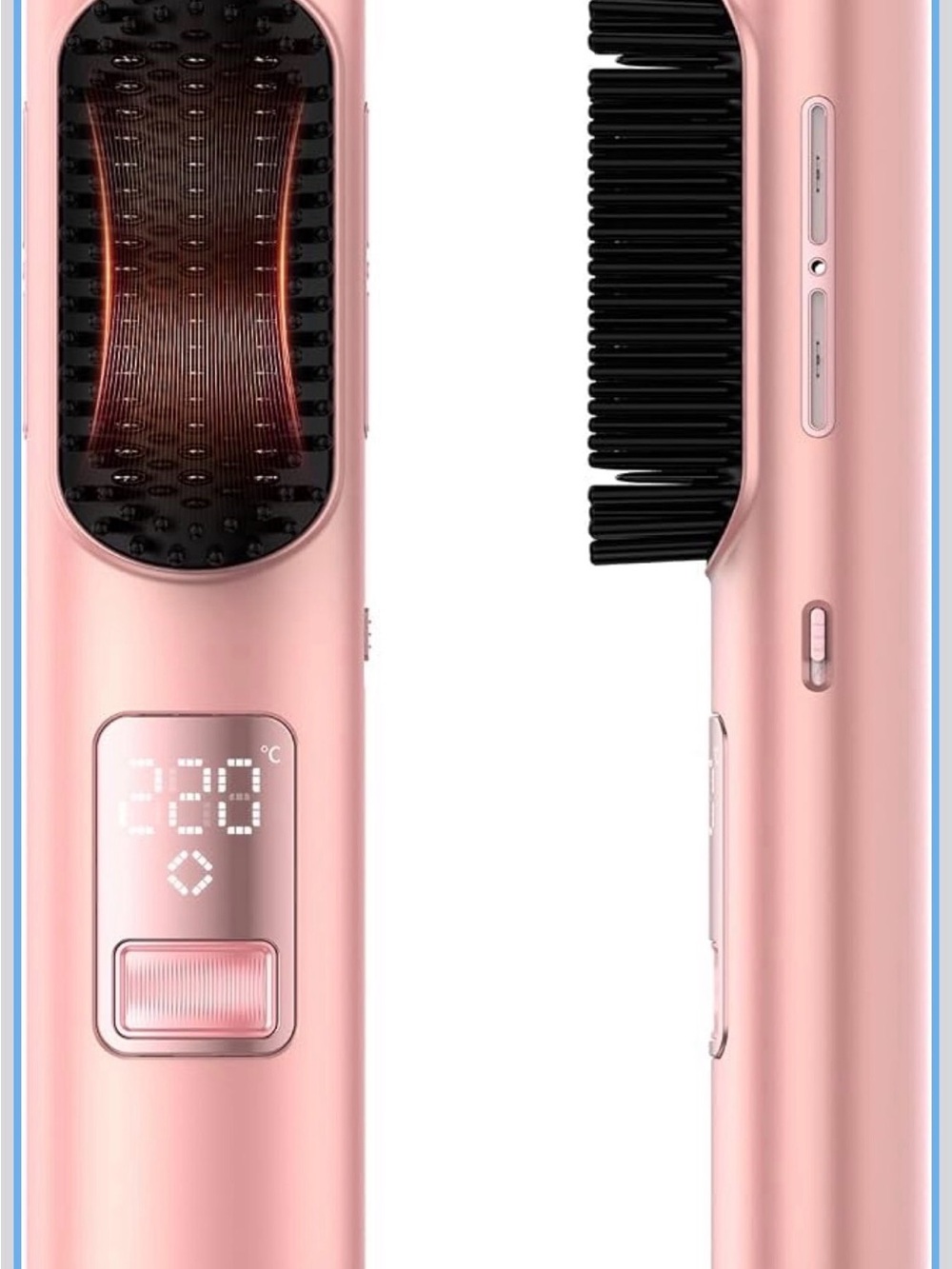 LED Temperature Straightening Brush in Rose Gold